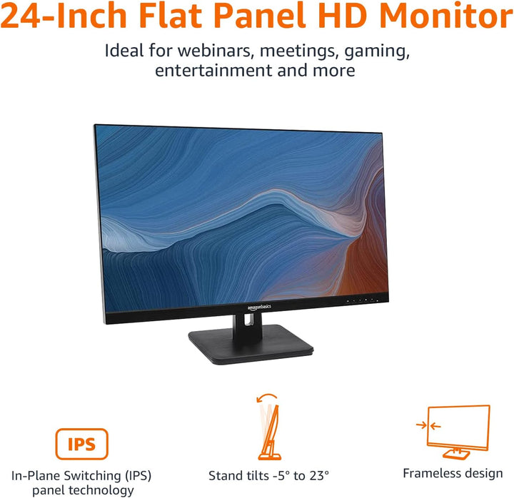 Amazon Basics Monitor IPS Full HD de 24 pulgadas, 75 Hz, 1080P, HDM...