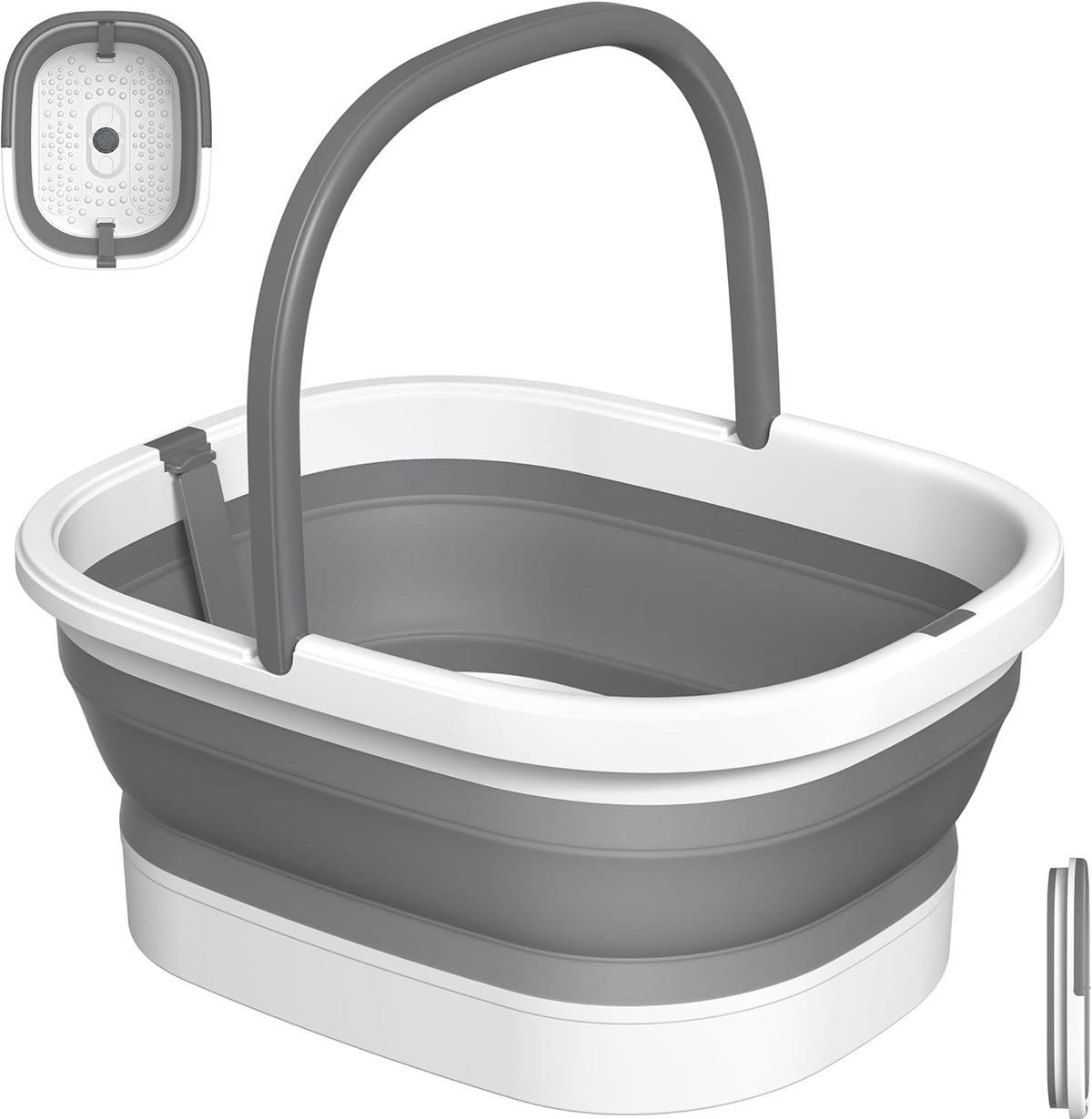 Nekteck Tina Plegable para Remojo de Pies con Cubo para Bañera de Pies, Gris