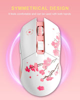 DAREU Sakura Pink - Ratón inalámbrico con cable para juegos, modo d...