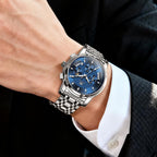 OLEVS Relojes para Hombres de Negocios de Acero Inoxidable, a Prueba de Agua, Estilo Casual Formal