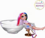 Tiza para cabello de Rainbow High y estilo Amaya - Muñeca arco iris de 27.9 cm. Tiza para cabello lavable, color, estilo, juego, enjuague y repetición. Gran regalo para niños de 4 a 12 años o más