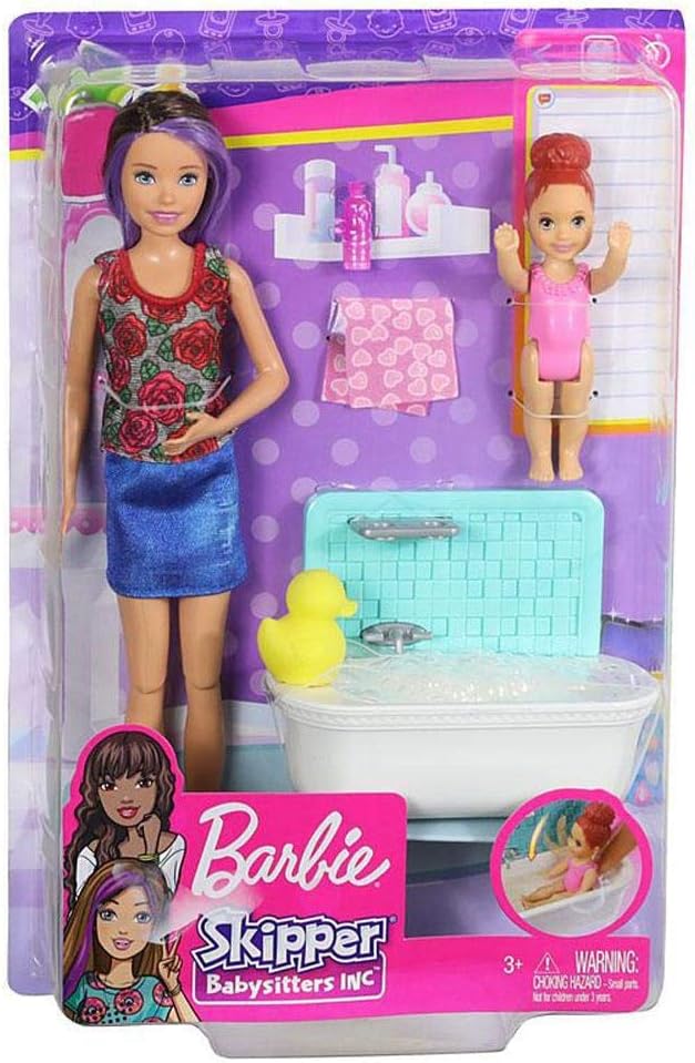 Barbie Skipper Babysitters Inc. Set de Juguetes de Baño, Morena