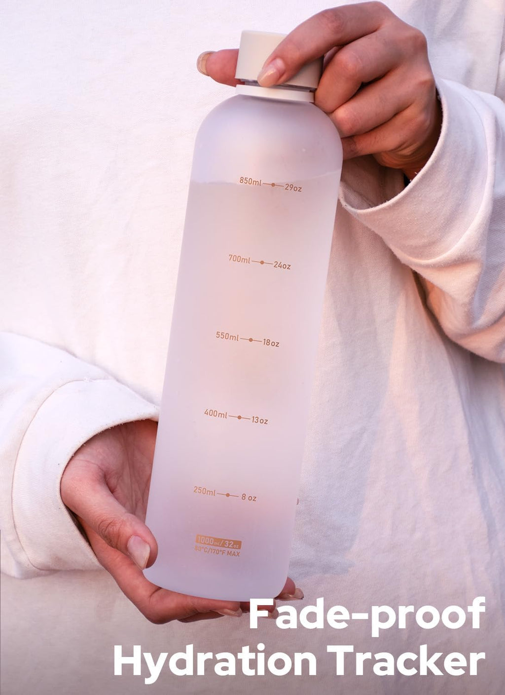Opard - Botella de agua delgada de 32 onzas, sin BPA, a prueba de fugas