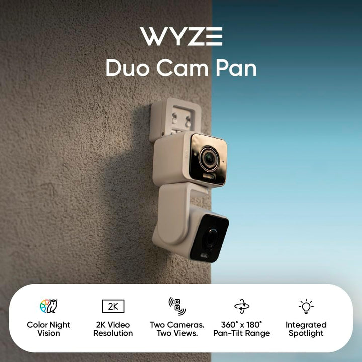WYZE Duo Cam Pan IP65 2K 360° Pan\/Tilt Cámara de seguridad intelig...