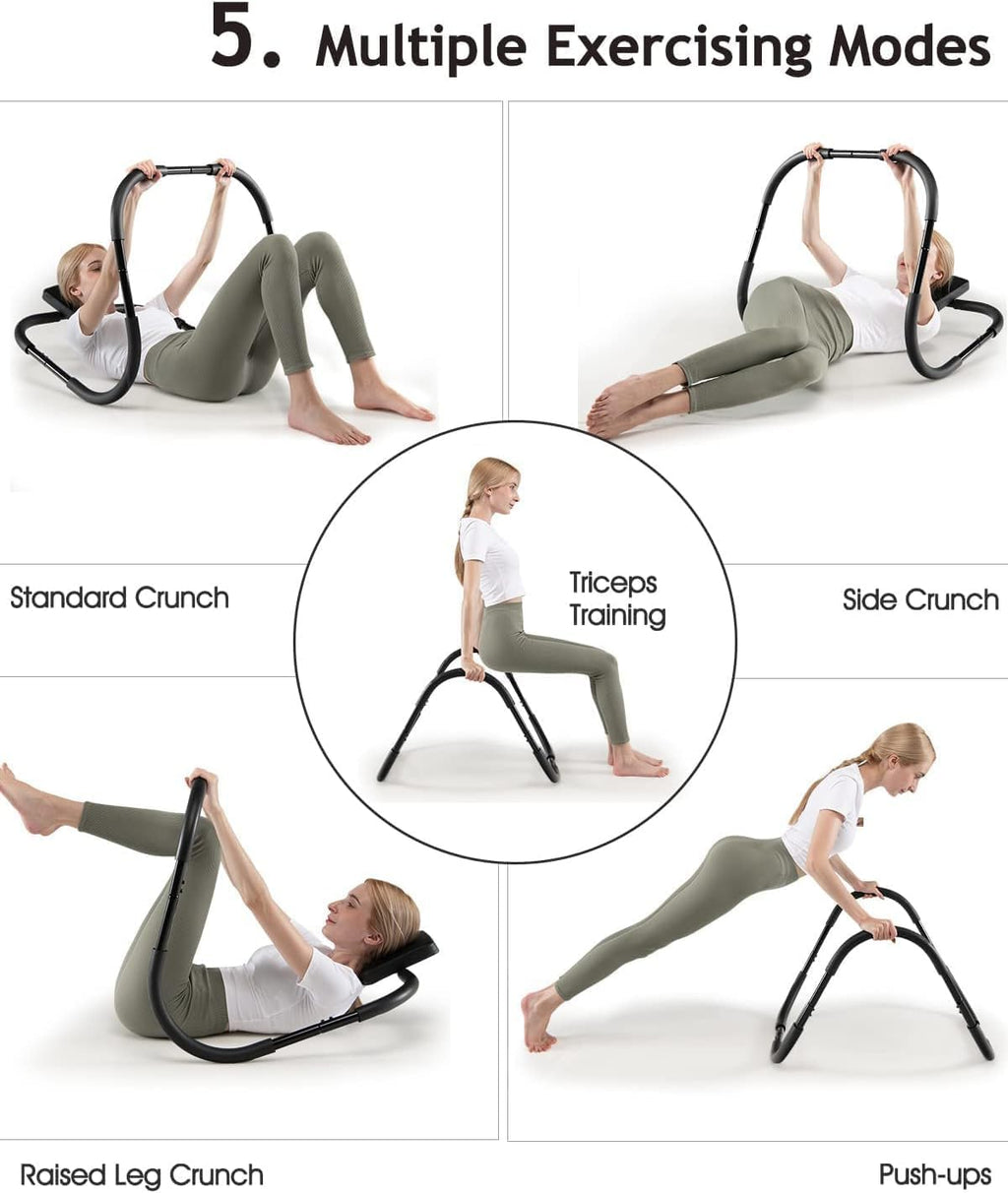 Equipo de abdominales para abdominales, rodillo abdominal, dispositivo asistente para sentarse, máquinas de entrenamiento abdominal para ejercicio en casa, fuerza central, negro