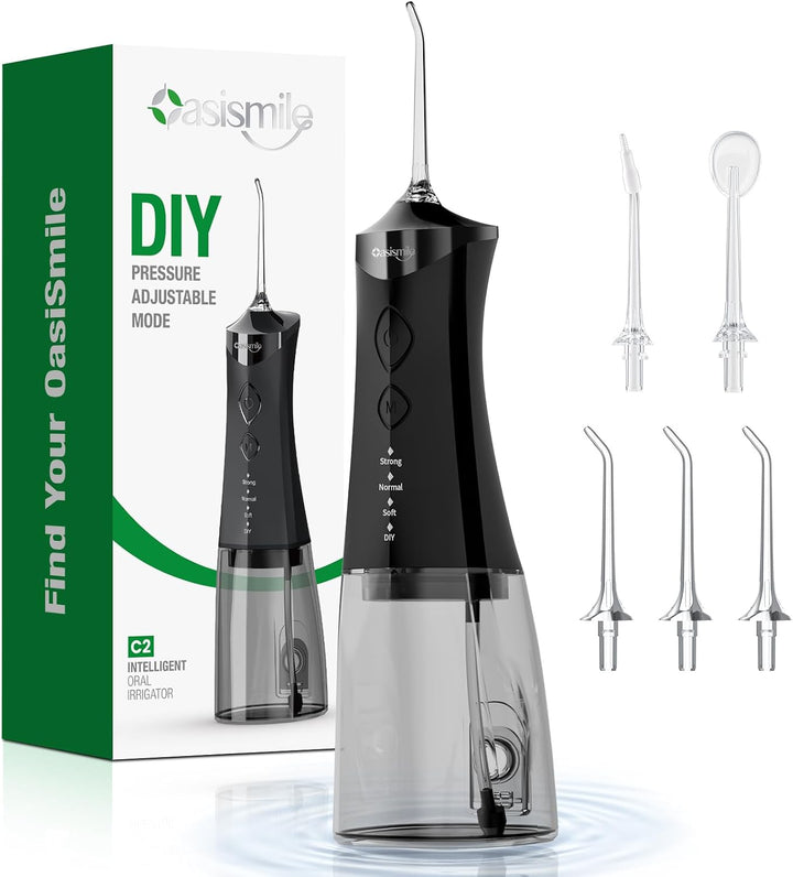 OasiSmile C2 Irrigador bucal inalámbrico para dientes, irrigador bu...