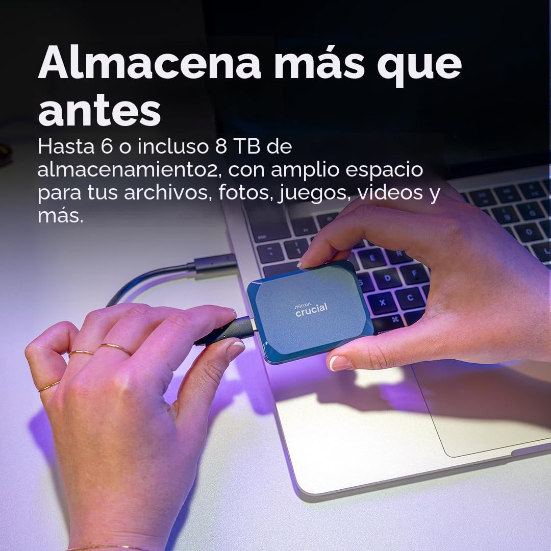 Crucial X10 SSD portátil de 2 TB, hasta 2,100 MB\/s, USB 3.2 USB-C,...