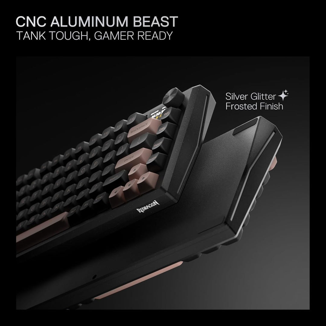 Redragon Teclado inalámbrico para juegos con junta CNC K720 con pan...