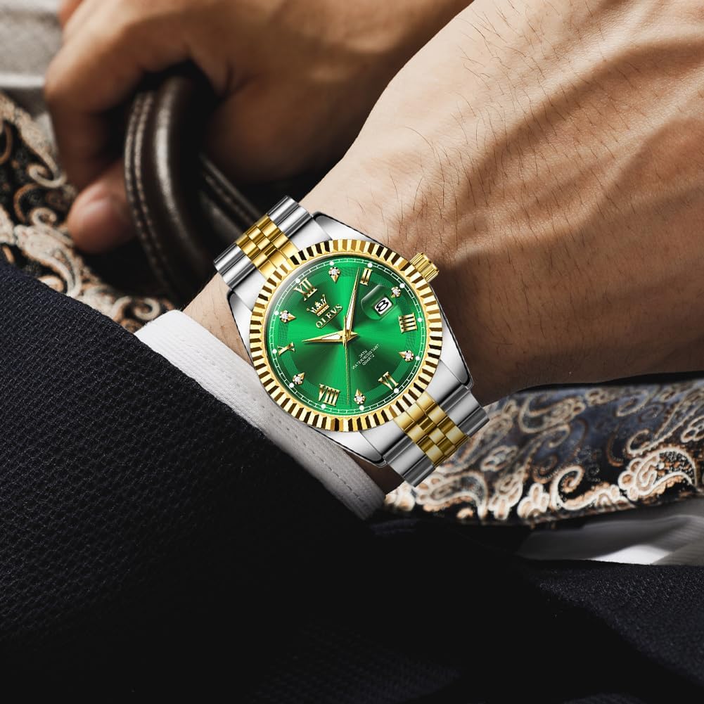 OLEVS Reloj para Hombres Acero Inoxidables Cuarzo Lujo Reloj de vestir de gran esfera