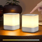 Lámpara uuffoo - Paquete de 2 lámparas inalámbricas recargables pequeñas de luz nocturna táctil regulable
