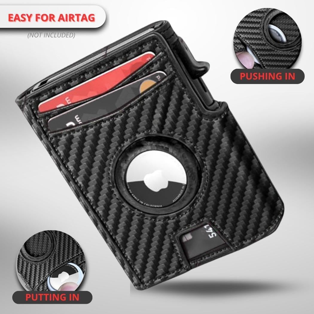 Cartera para hombre con soporte AirTag, bloqueo RFID, soporte para...