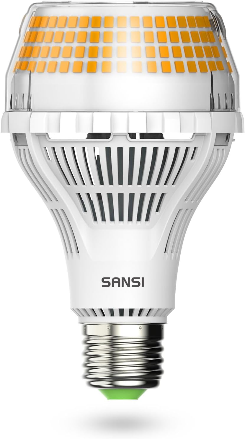 Lámpara SANSI Bombilla LED A21 equivalente a 400W, 3000K Blanco Cálido Suave 6000 Lúmenes Altos, Bombillas LED E26, Bombilla No Regulable con Tecnología Cerámica, Bombilla de Luz de Ahorro de Energía de 40
