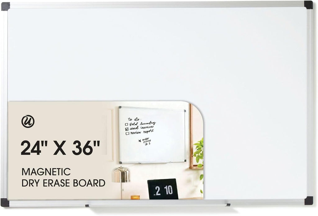 U Brands Tablero blanco magnético grande de 24 x 36 pulgadas