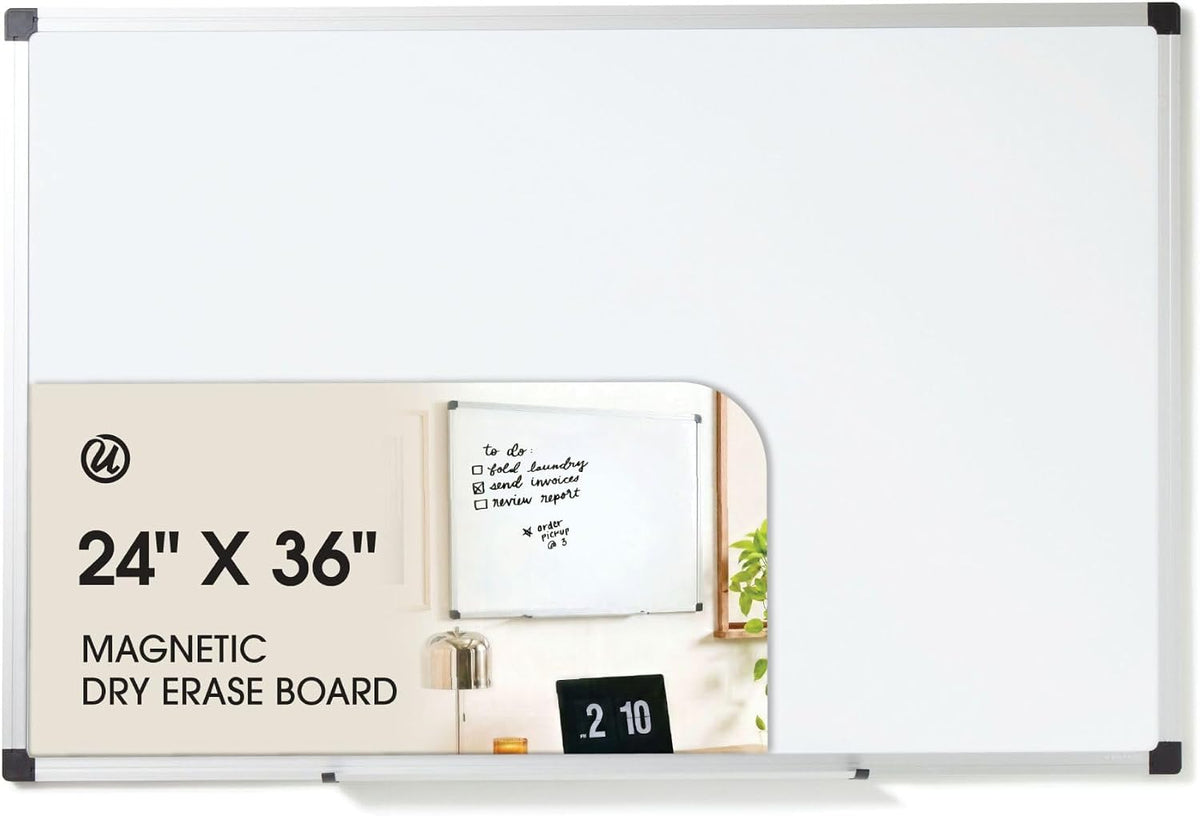 U Brands Tablero blanco magnético grande de 24 x 36 pulgadas