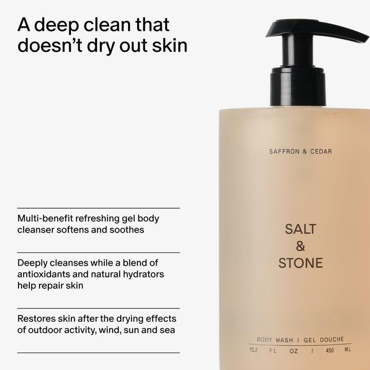 Salt &amp; Stone Gel de baño con antioxidantes para una humedad pro...