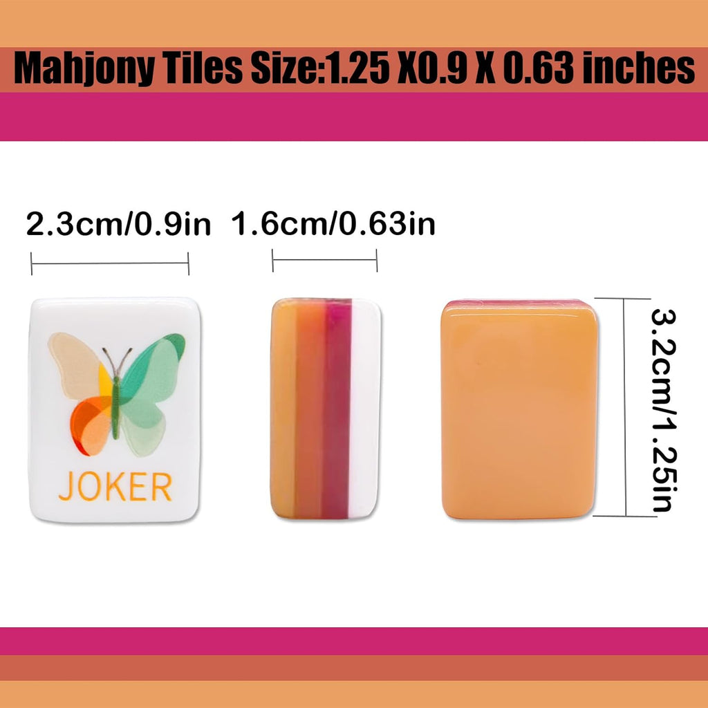 American Mahjong Gradient Design Set 1.2 pulgadas 160 Acrílico Alto Grado Cuatro Capa Naranja Mah-Jongg Azulejos
