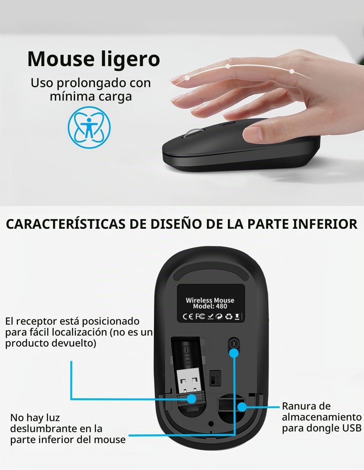 Combo de teclado y mouse inalámbricos, teclado plano delgado y comp...
