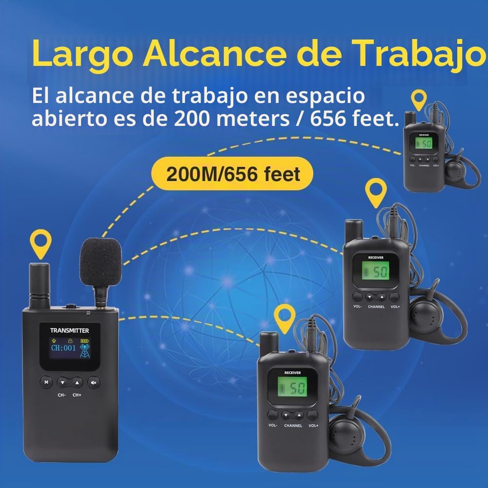AGJ Sistema inalámbrico de guía turístico, auriculares de guía turí...