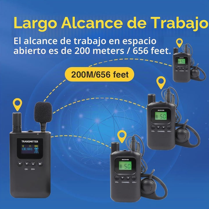 AGJ Sistema inalámbrico de guía turístico, auriculares de guía turí...