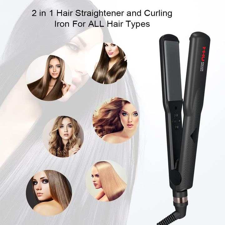 Plancha de pelo profesional 2 en 1, rizador de doble voltaje con pl...