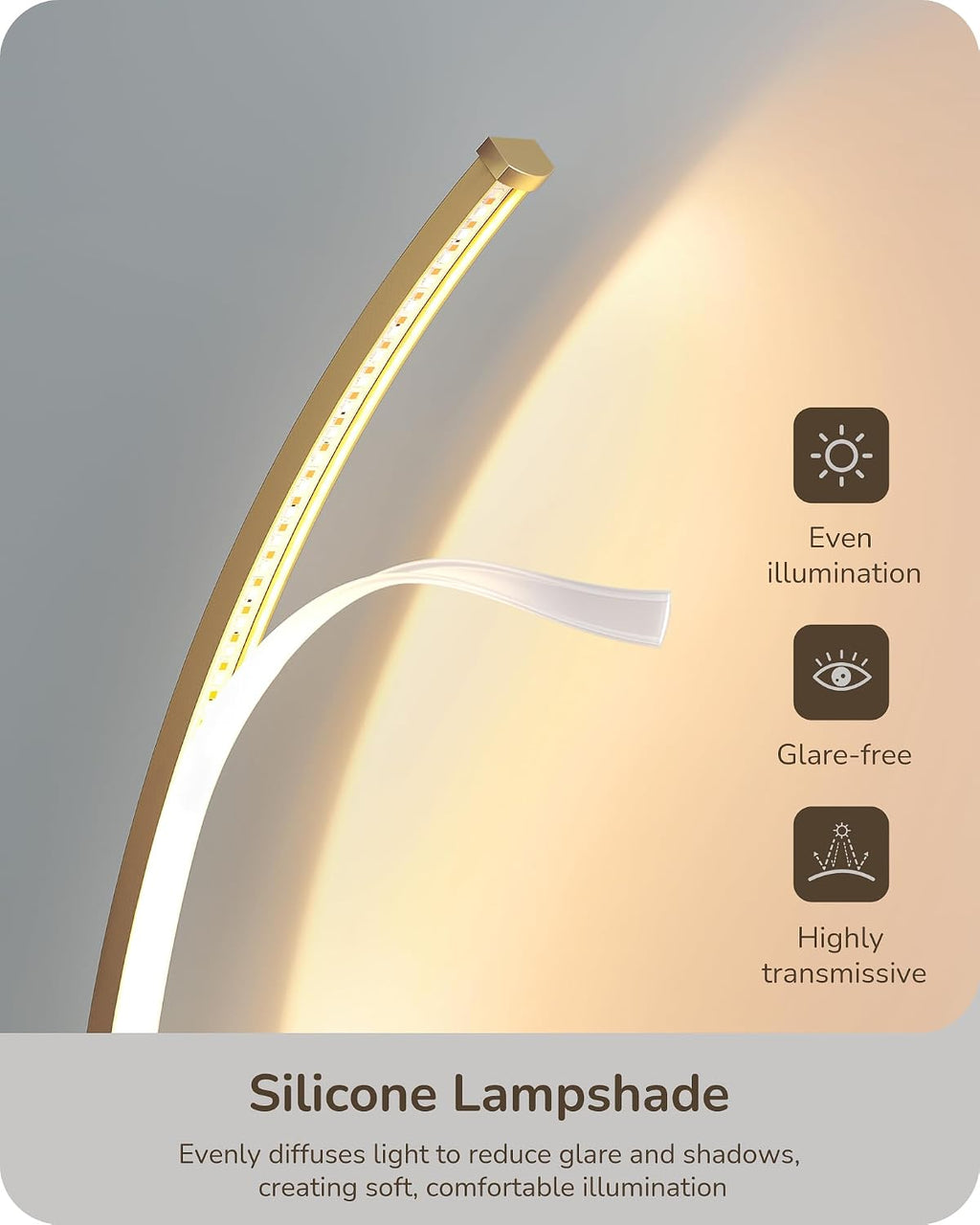 Lámpara EDISHINE Lámparas de mesa LED curvadas para sala de estar, lámpara de noche