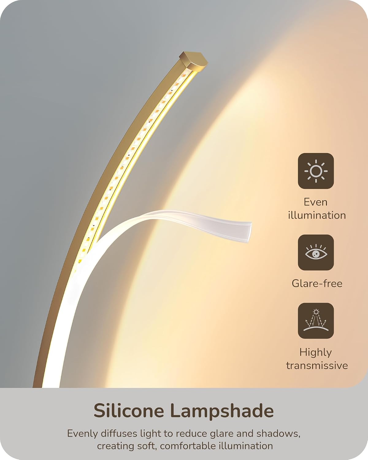 Lámpara EDISHINE Lámparas de mesa LED curvadas para sala de estar, lámpara de noche