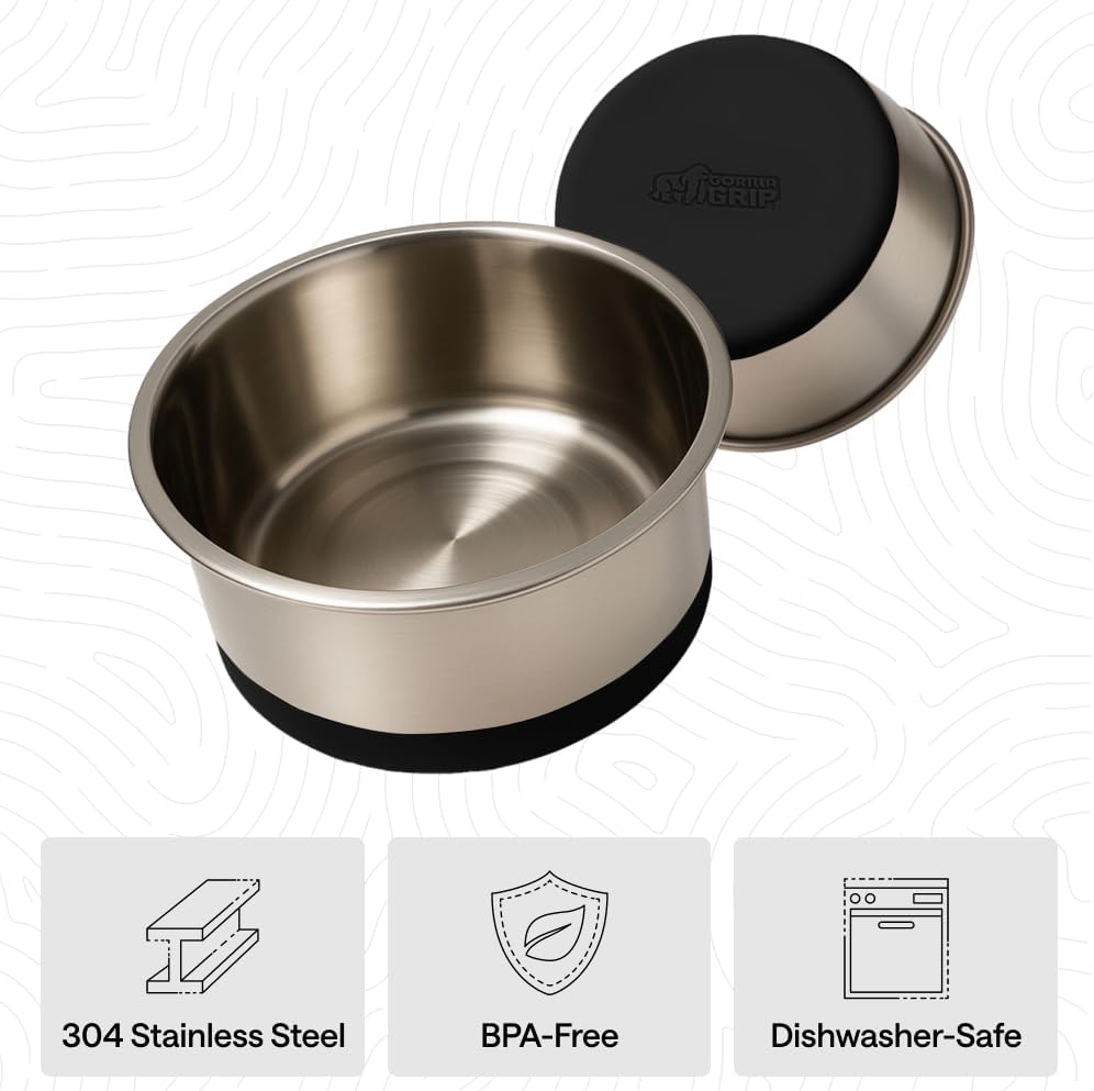 GORILLA GRIP - Juego de cuencos para perros, acero inoxidable 304 de grado