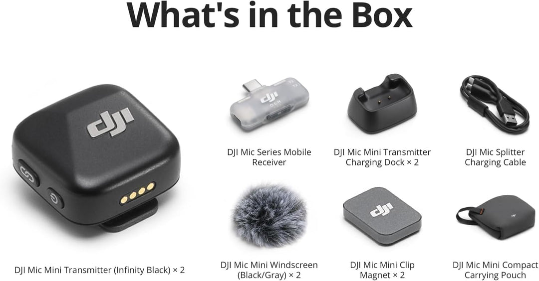 DJI Mic Mini (2 TX + 1 Mobile RX), micrófono inalámbrico Lavalier p...