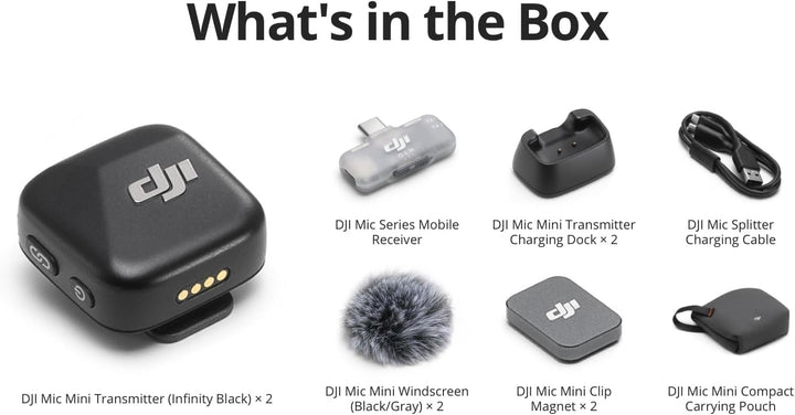 DJI Mic Mini (2 TX + 1 Mobile RX), micrófono inalámbrico Lavalier p...