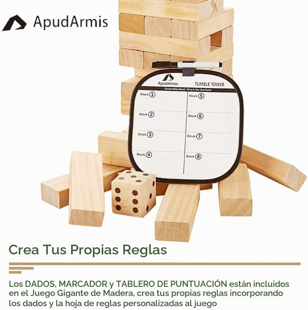 ApudArmis 60 piezas de torre de caída, apilamiento de madera de pino de 5