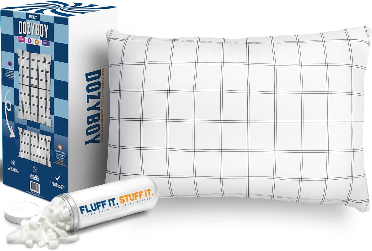 Almohadas de Plumón y Algodón | Almohadas de Espuma Viscoelástica Tamaño Queen, Diseñadas y Aprobadas por Quiroprácticos, 2 en 1 Respaldo y Almohadas para la Cama | Almohadas Completamente