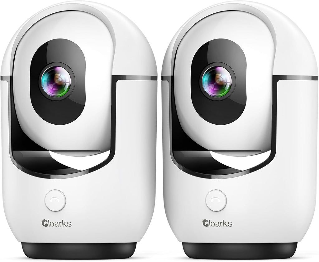 Cloarks Cámara de seguridad panorámica/inclinable 2K, cámaras de interior WiFi para seguridad del hogar con detección de movimiento AI, cámara para mascotas/perros/bebé con aplicación de teléfono
