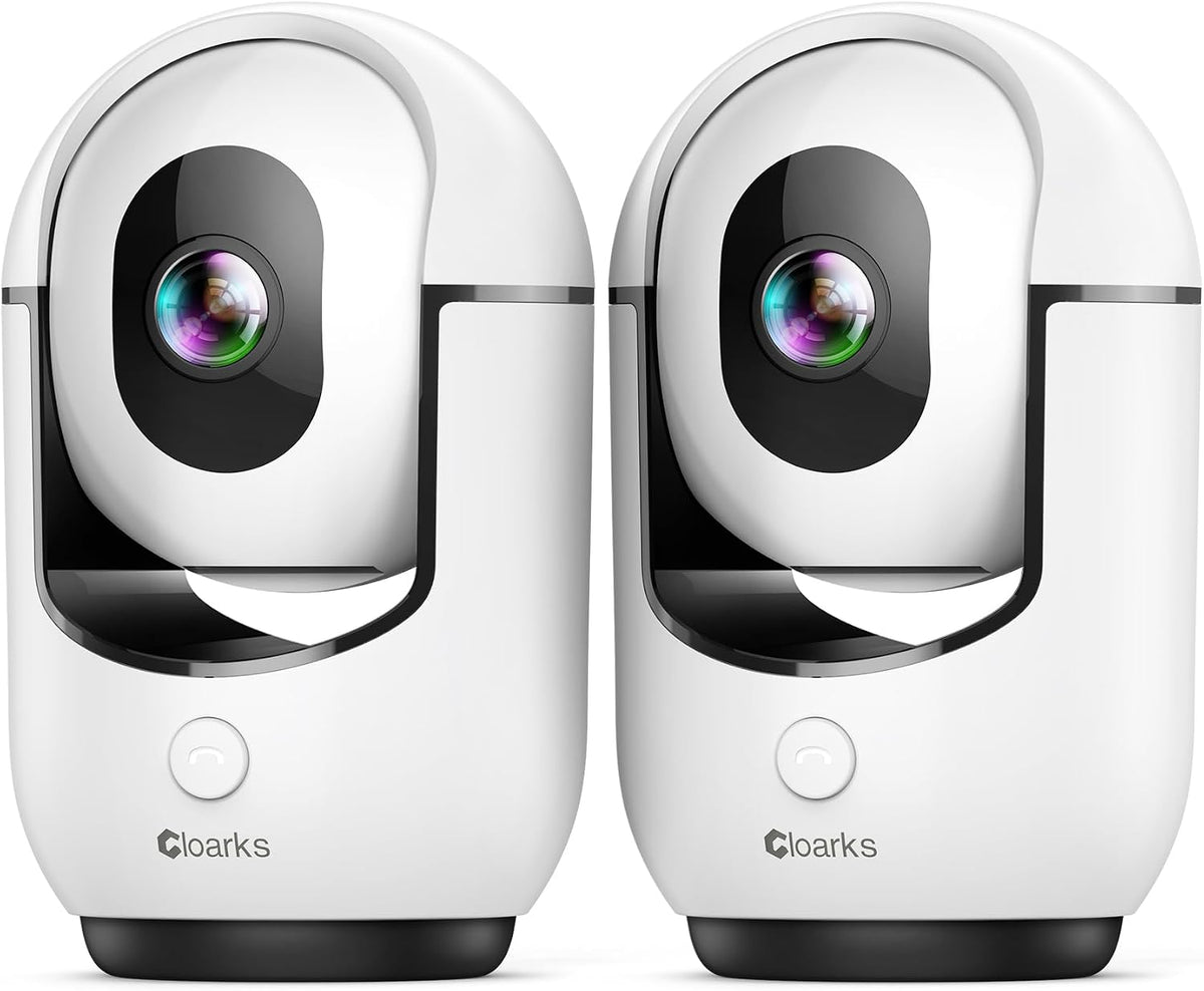 Cloarks Cámara de seguridad panorámica/inclinable 2K, cámaras de interior WiFi para seguridad del hogar con detección de movimiento AI, cámara para mascotas/perros/bebé con aplicación de teléfono