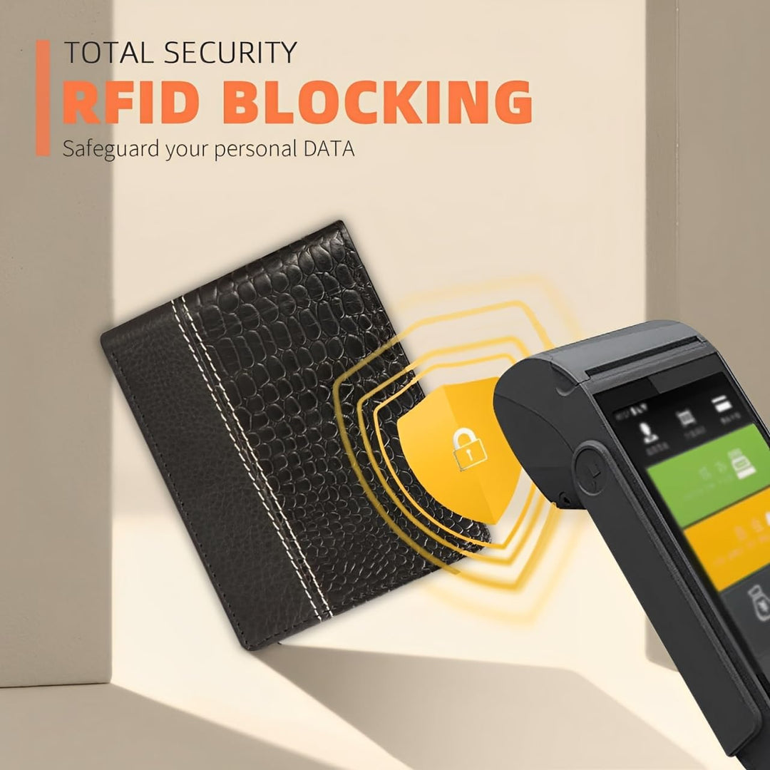 Cartera de cuero para hombre, bloqueo RFID, delgada y elegante con...