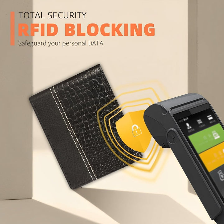 Cartera de cuero para hombre, bloqueo RFID, delgada y elegante con...