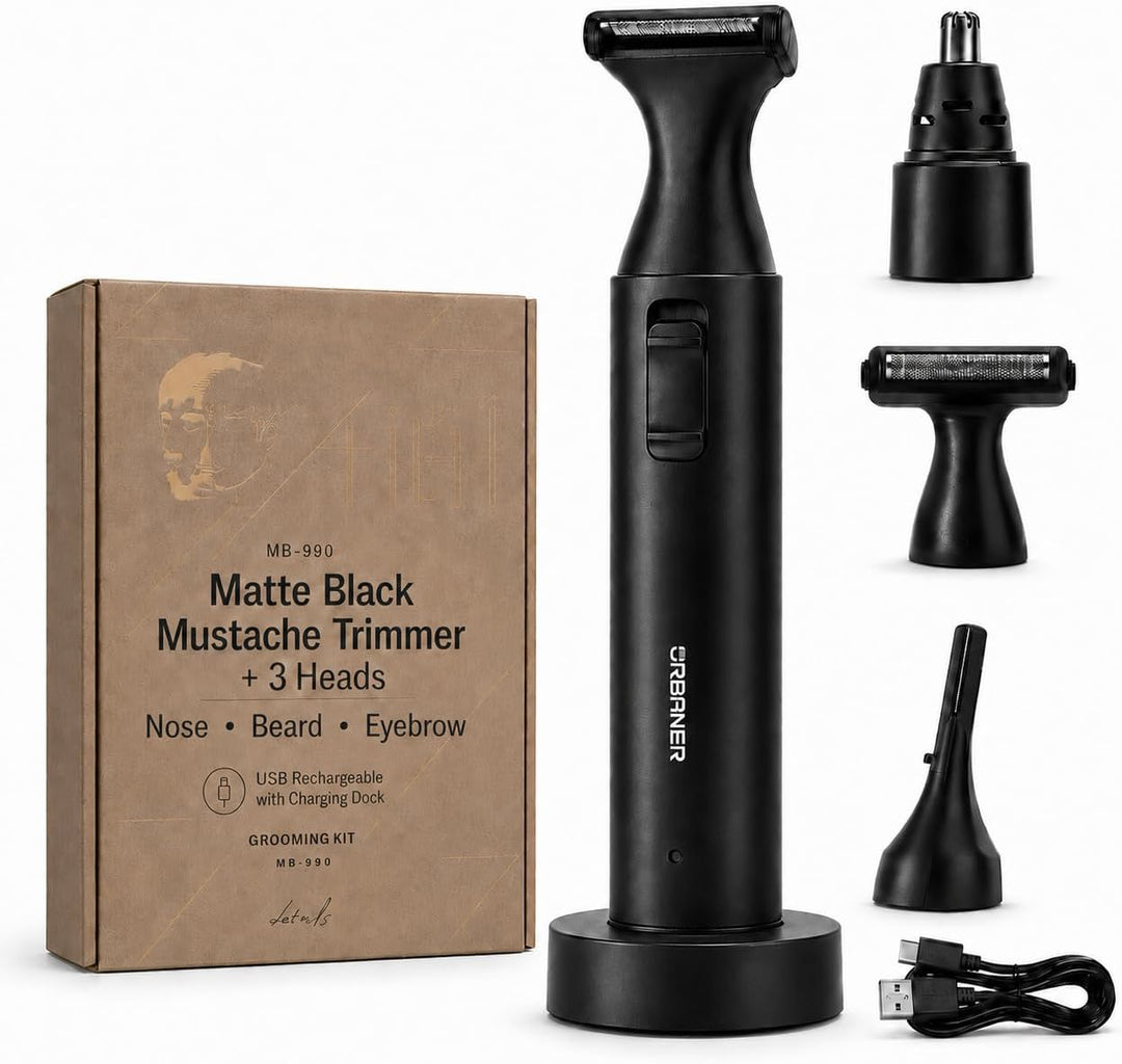 URBANER Recortadora de bigotes para hombres, kit completo de aseo c...