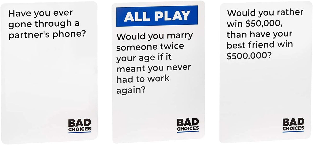 BAD CHOICES Juego de fiesta + set de After Dark – Divertido juego de cartas para adultos para amigos y noche de juegos | Divertido juego de mesa para conversación y rompehielos para fiestas, juegos previos, reuniones sociales e ideas de regalo divertidas