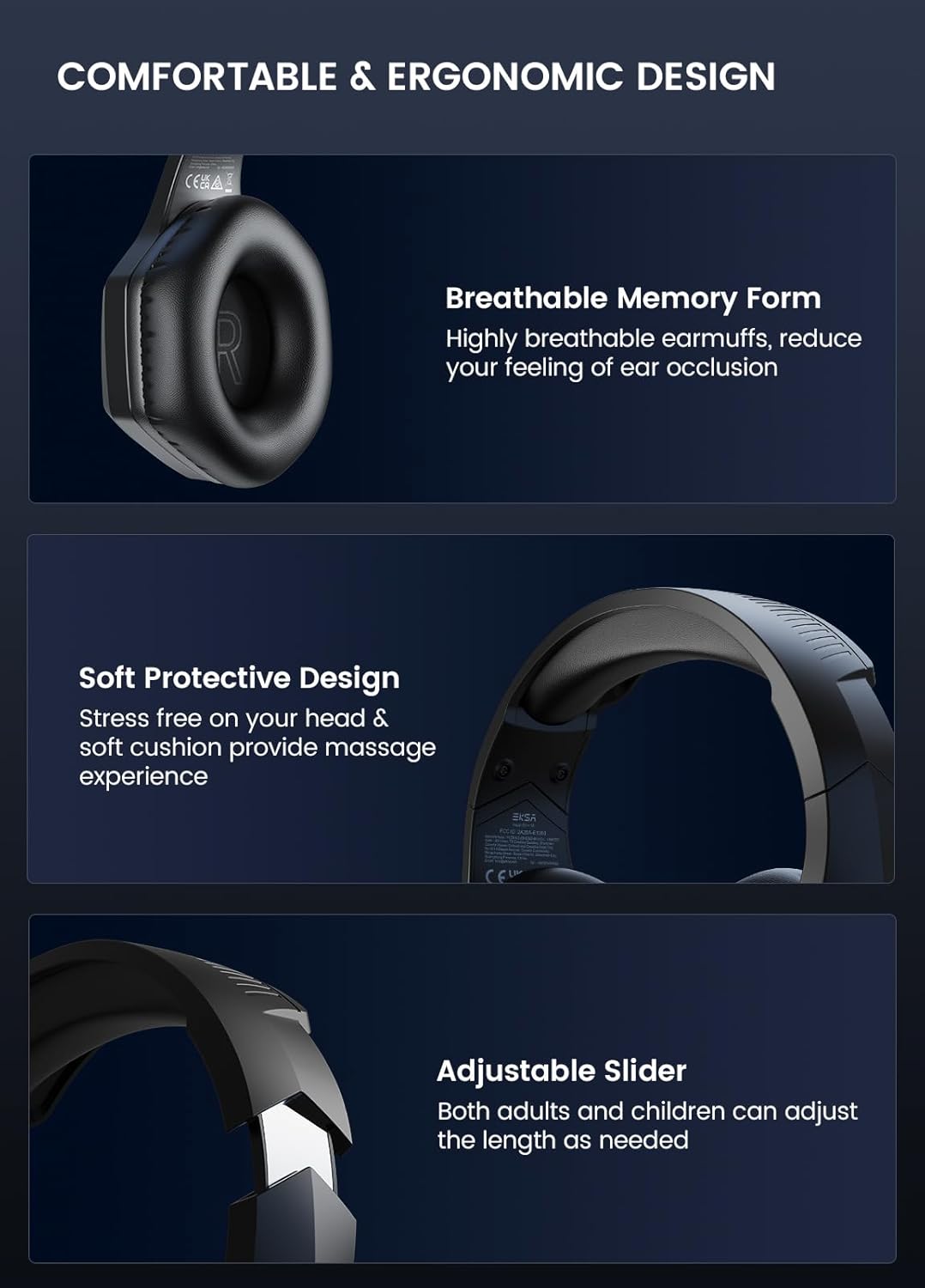 EKSA - Auriculares inalámbricos para juegos, auriculares USB con mi...