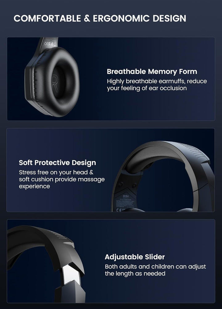 EKSA - Auriculares inalámbricos para juegos, auriculares USB con mi...