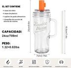 Vasos de vidrio con tapas y pajitas, vaso a prueba de fugas, vaso de café de 24 onzas, vaso de tapa a prueba de fugas, popote de silicona, reutilizable, taza de café helado, batido de café
