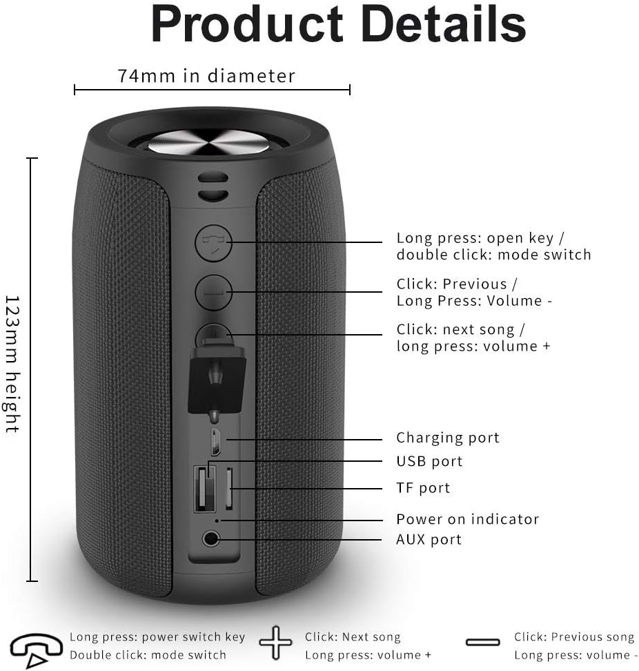 ZEALOT Altavoz Bluetooth portátil, S32 al aire libre, impermeable I...