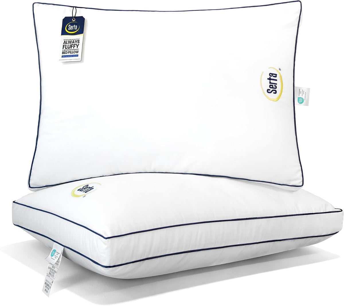 Serta Juego de 2 almohadas de cama tamaño Queen/estándar, soporte suave