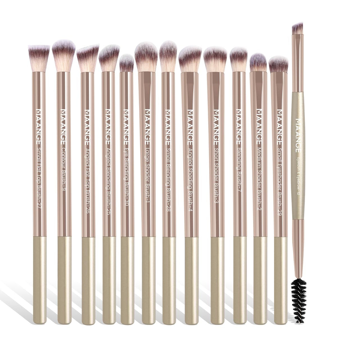 MAANGE Juego de 13 brochas de maquillaje con bolsa, juego de brocha...
