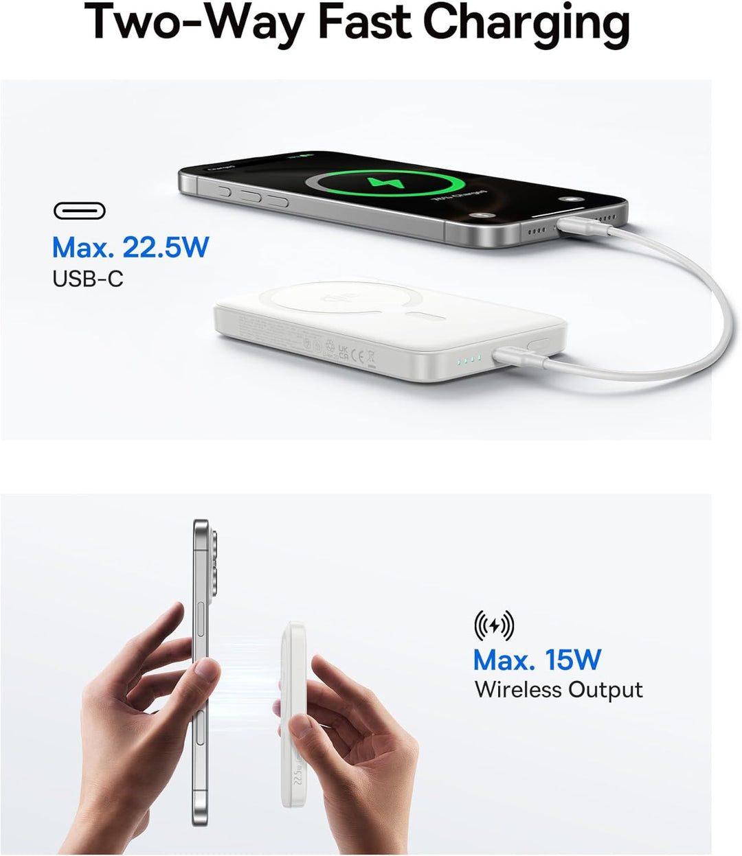 Baseus Cargador portátil MagSafe, Qi2 certificado 15 W, banco de en...