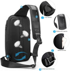 BANGE Mochila cruzada para hombre, bolsa de hombro impermeable para viajes, senderismo y viajes diarios
