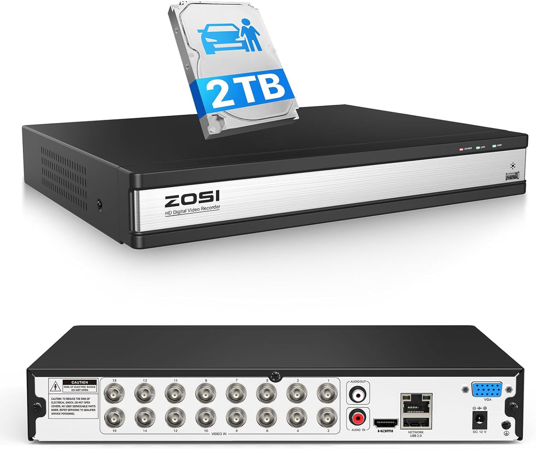 ZOSI Grabador DVR de Seguridad para el Hogar H.265+ de 16 Canales,...