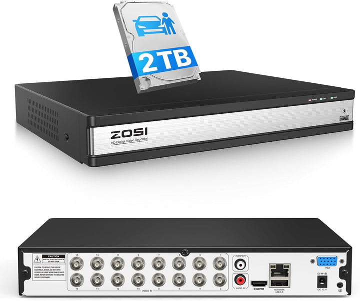 ZOSI Grabador DVR de Seguridad para el Hogar H.265+ de 16 Canales,...