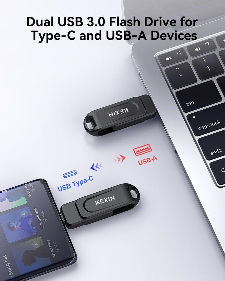 KEXIN Unidad Flash USB C de 128 GB, Unidad Dual de Pulgar 100 MB\/s...