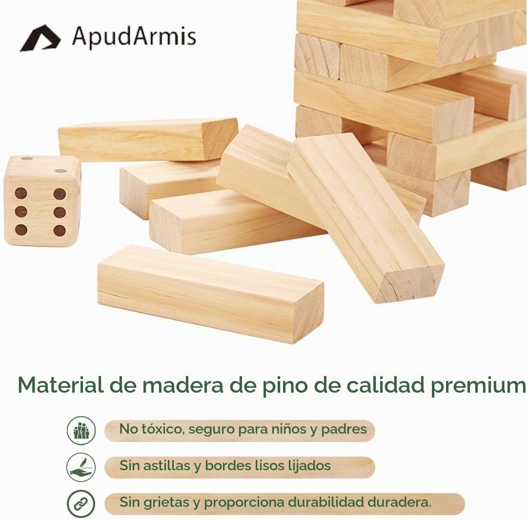 ApudArmis 60 piezas de torre de caída, apilamiento de madera de pino de 5