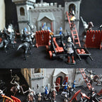 PXRJE Medieval Castle Knights - Figura de acción de juguete del ejército con castillo de montaje, catapulta y carruaje tirado por caballos, ideal para niñas y niños (A1)
